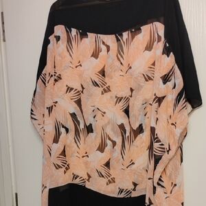 Women's Black and Cream Sheer Top